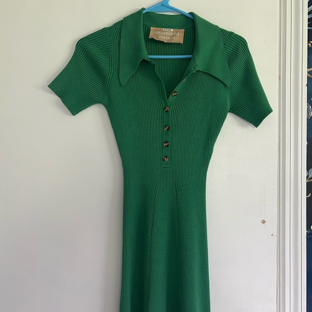 Emerald Ribbed Button-Front Mini Dress - Picture 2 of 2
